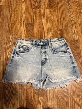 KanCan Light Blue Distressed High-Rise Denim Shorts